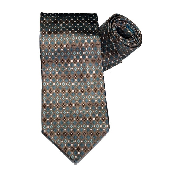 Flawless Ermenegildo Zegna Necktie Sheen 100% Silk Embossed Monogrammed Branded - Picture 5 of 8